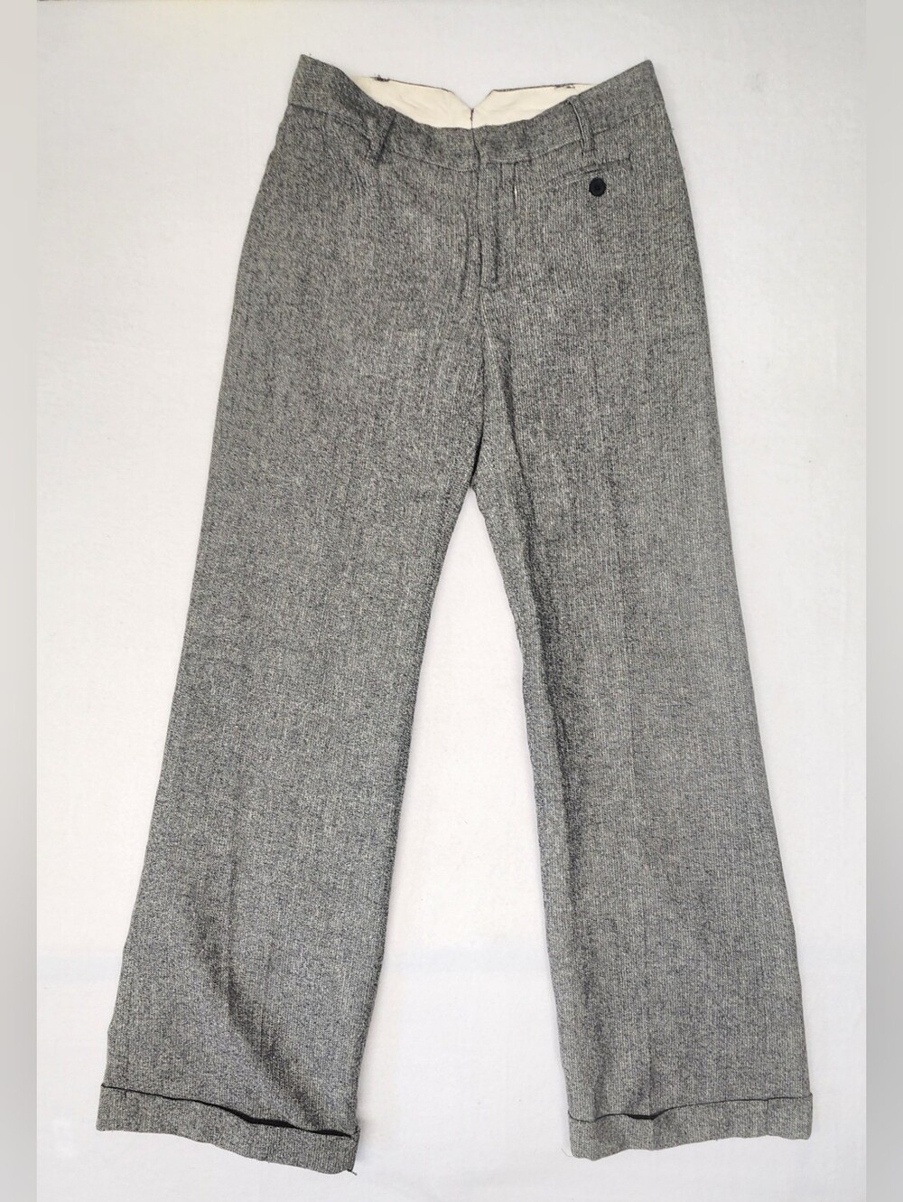 GAP Gray Wool Blend Wide-Leg Dress Pants Cuffed Office Work Trouser Slacks Sz 2